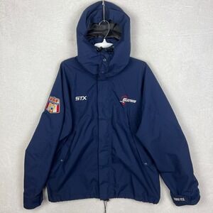 STX Goretex Lacrosse Jacket Mens XL Navy Blue USA Windbreaker Hooded Full Zip